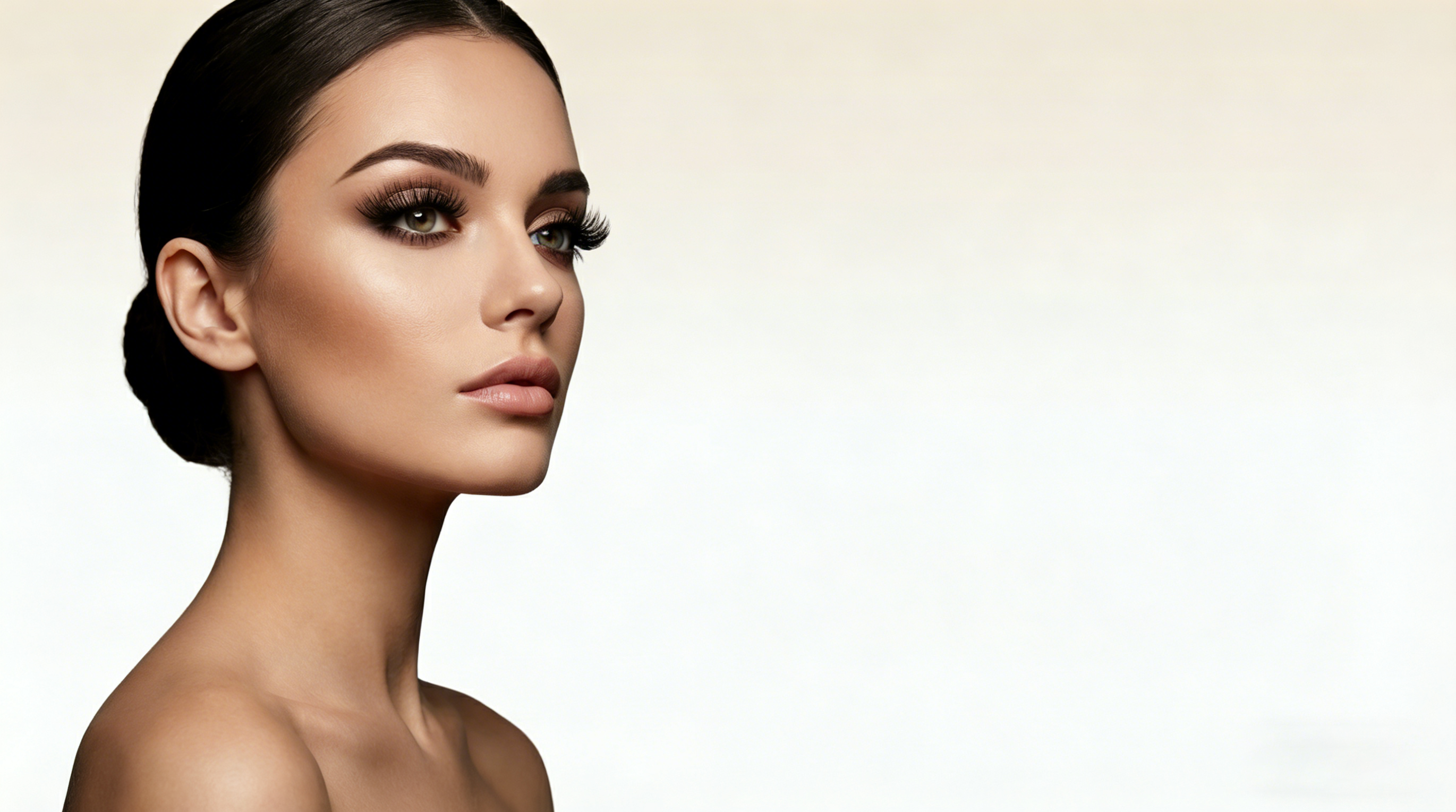 Elegant model portrait with dramatic lashes for collection showcase